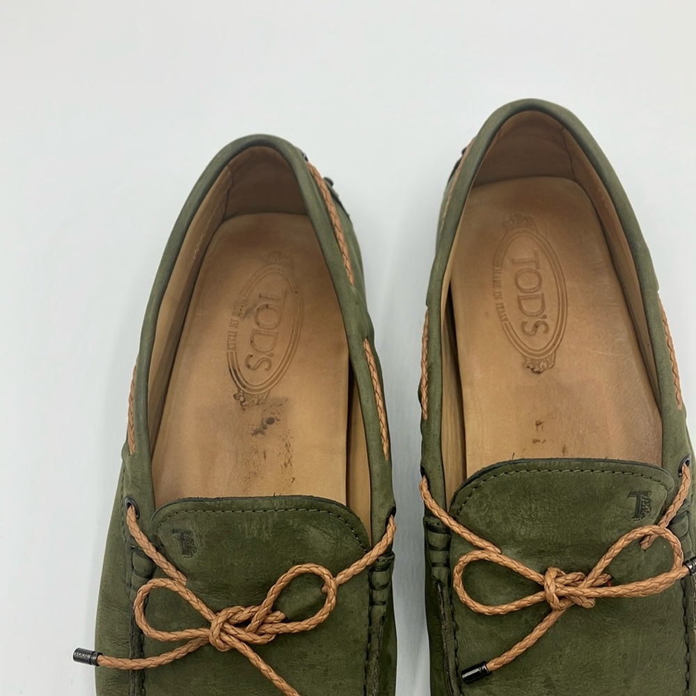 Tod’s Green Suede Tie Loafers - Size 12 - Picture 6 of 13